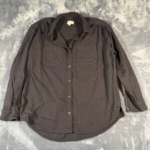 Wonderly Black Button Front Flannel Shirt Long Sleeve Small